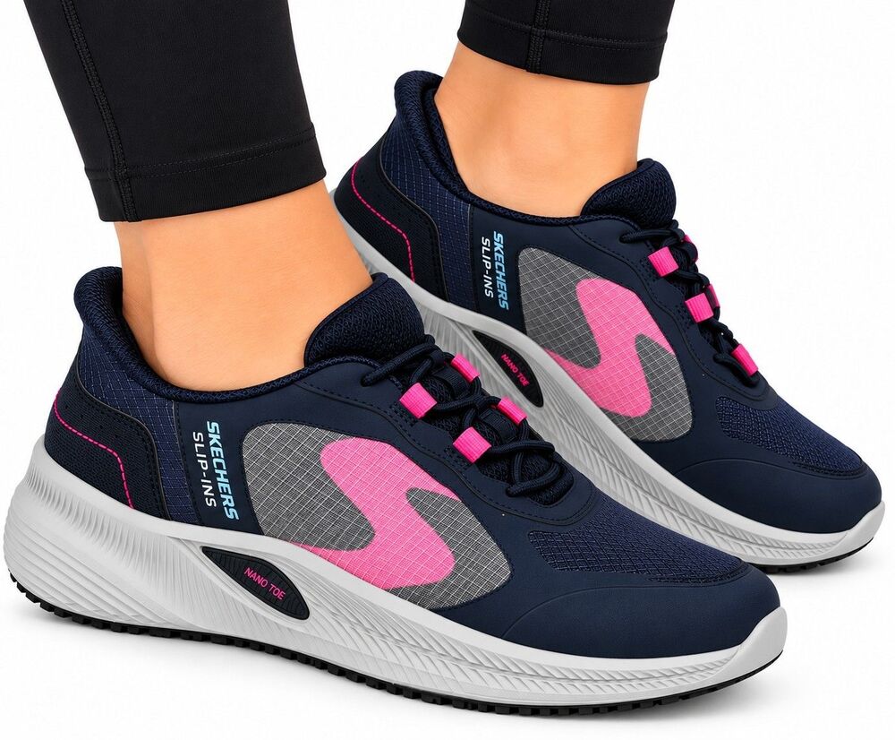 Skechers Work Hands Free Slip-ins Carbis-Yunia Women's Size 6 Navy/Pink Sneakers